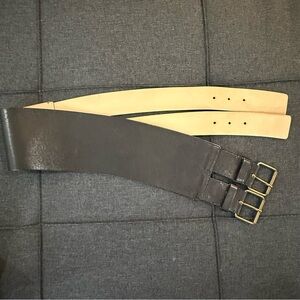 Streets Ahead Double Buckle Wide Black Leather Belt